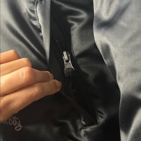 Y2K Star City Faux Fur Bomber Jacket - Black | Size L - Picture 5 of 9